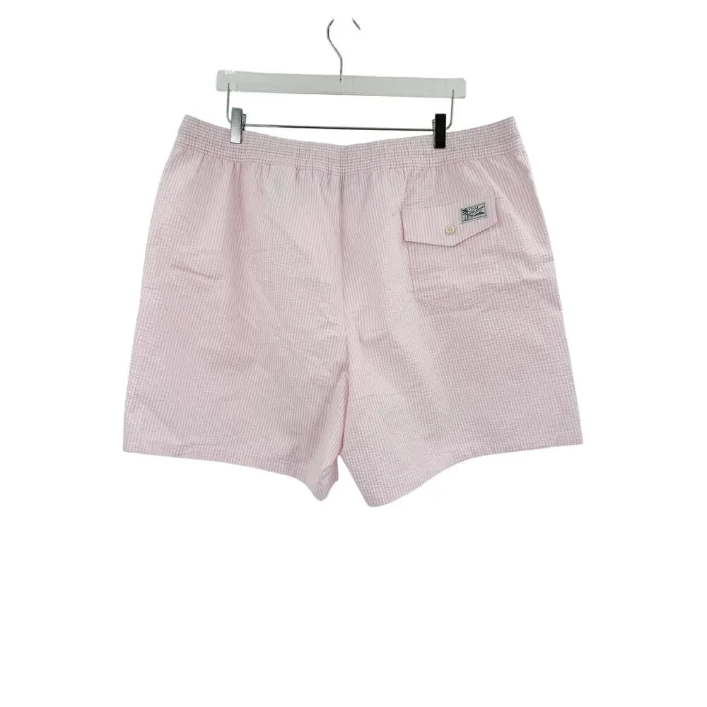 POLO RALPH LAUREN Swim Trunks Size 3XB NEW Traveler Short Pink White Stripe